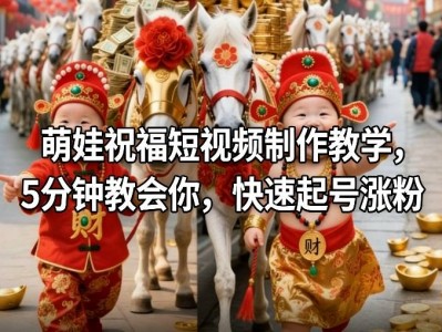 萌娃祝福短视频制作教学，5分钟教会你，快速起号涨粉