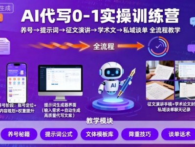AI代写0-1实操训练营，从养号、提示词、征文演讲、学术文，到私域谈单的全流程教学