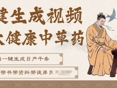 AI一键生成养生中草药视频，无需剪辑直接可发布，可带书带素材带资料带徒弟，流量财富嘎嘎猛