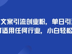 手掌文案引流创业粉，单日引流100+，可适用任何行业，小白轻松上手
