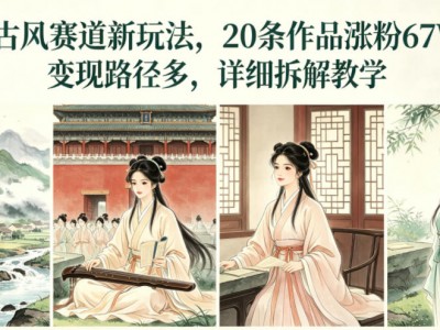 AI古风赛道新玩法，20条作品涨粉67W，变现路径多，详细拆解教学