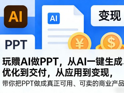 玩賺AI做PPT，从AI一键生成、优化到交付，从应用到变现，带你把PPT做成真正可用、可卖的商业产品（更新0904）