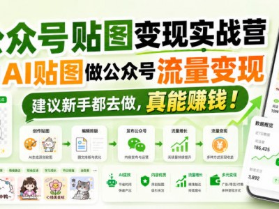 公众号贴图变现实战营，用AI贴图做公众号流量变现，建议新手都去做，真能賺钱！