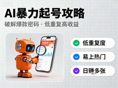 今日头条新玩法，AI暴力起号，重复度低，更容易爆，日入多张
