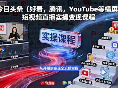 今日头条（好看，腾讯，YouTube等横屏）短视频直播实操变现课程