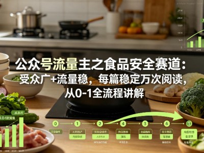 公众号流量主之食品安全赛道，受众广+流量稳，每篇作品稳定万次阅读，从0-1全流程讲解