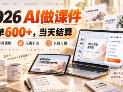 2026 AI做课件，一单600+，当天结算，不用露脸，无需引流，长期可做【揭秘】