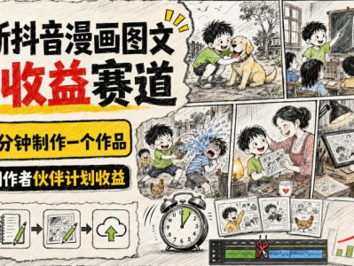 最新抖音漫画图文高收益赛道，10分钟制作一个作品，稳拿创作者伙伴计划收益