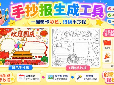 手抄报批量生成工具来了，完全免费，告别豆包生图，高清无水印