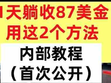 1天躺收87美刀，用这2个方法，长期稳定，超简单，内部教程
