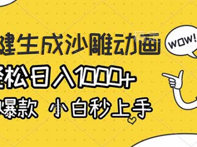 AI一键生成沙雕动画，轻松日入1000+，条条爆款，小白秒上手