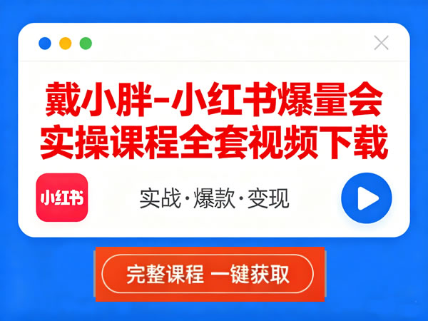 戴小胖-小红书爆量会实操课程全套视频下载
