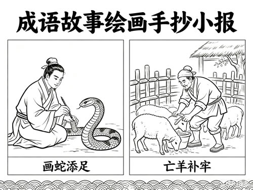 成语故事绘画手抄小报+黑白线稿126款可下载打印.jpg