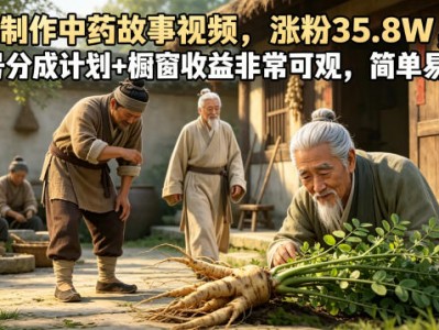 AI制作中药故事视频，涨粉35.8W，视频号分成计划+橱窗收益非常可观，简单易上手